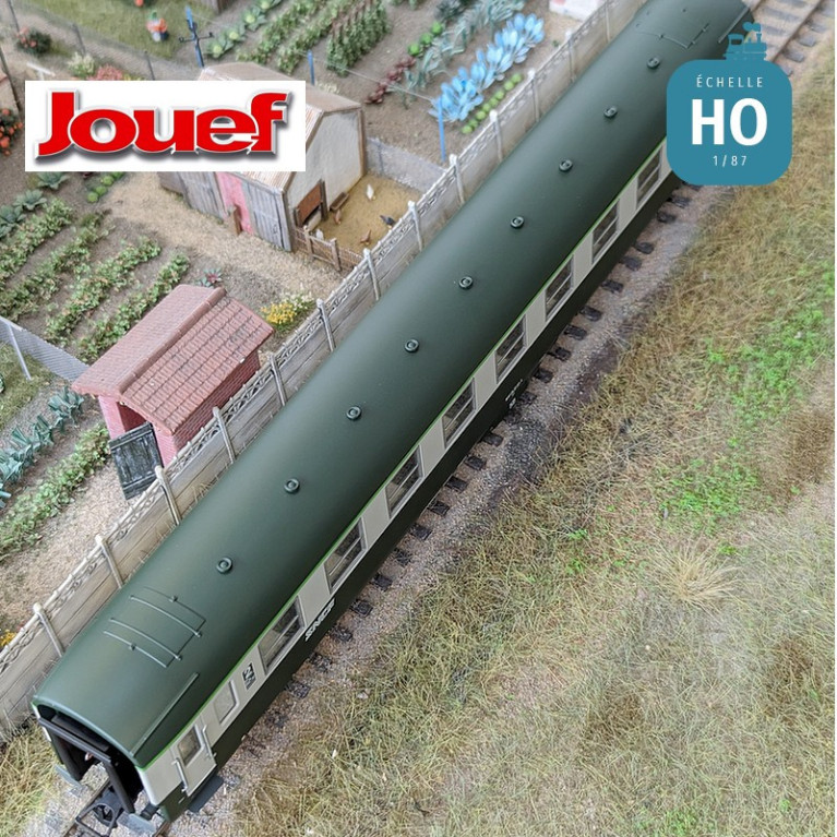 Coffret 2 voitures DEV AO de 2e classe U59 B9 (ex A9) logo "Nouille" SNCF Ep IV-V HO Jouef HJ4182 - Maketis