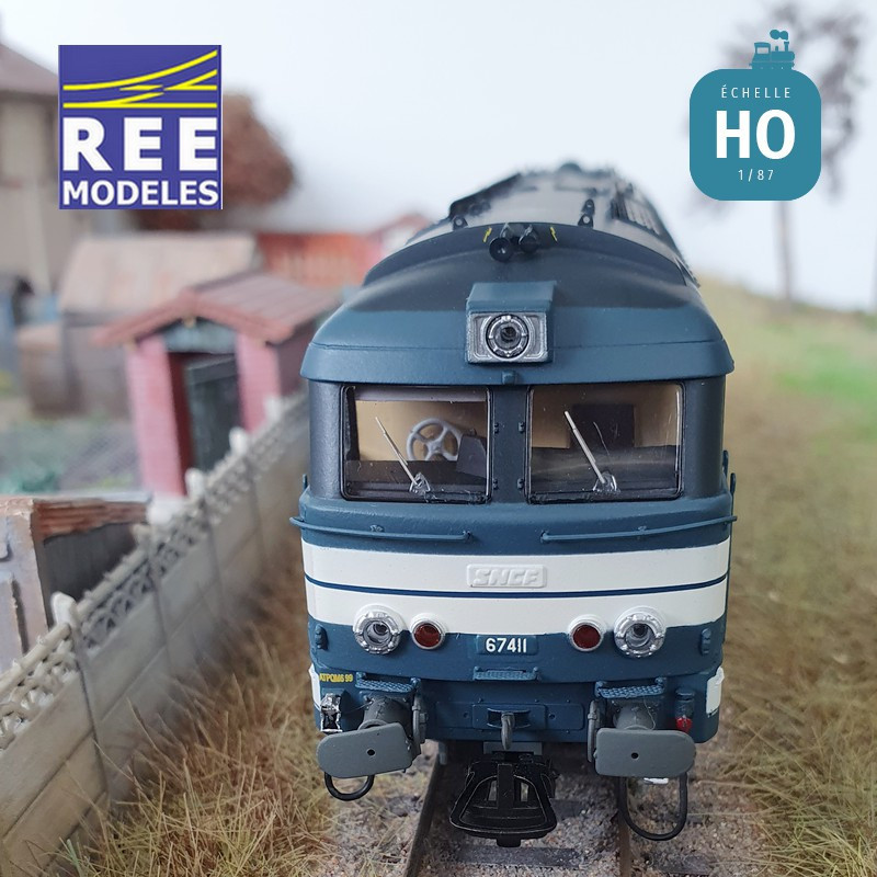 Locomotive diesel BB 67411 Strasbourg bleue Logo nouille Ep V Analogique HO REE MB-167 - Maketis