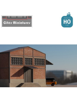 Entrepôt brique plâtrière faible profondeur échelle HO Cités Miniatures BV-008-HO - Maketis