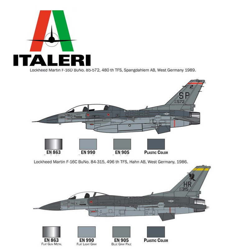 Set de démarrage complet (maquette + outils + peinture) avec avion de chasse F-16 C/D Night Falcon 1/72 Italeri 72009-Maketis