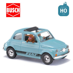 Fiat 500 avec chauffeur et chien HO Busch 48735-Maketis