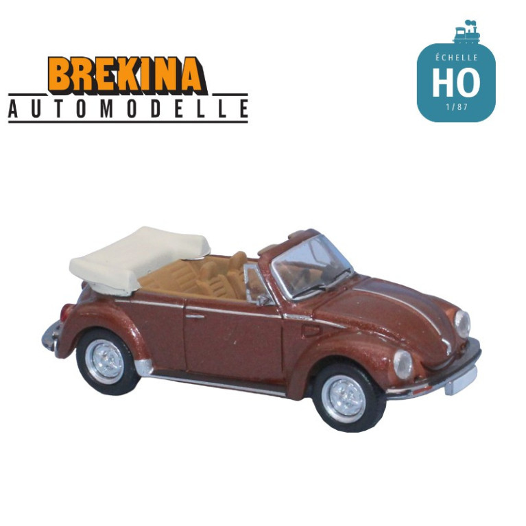 Volkswagen Coccinelle Cabriolet brun metallisé HO Brekina 870518 - Maketis