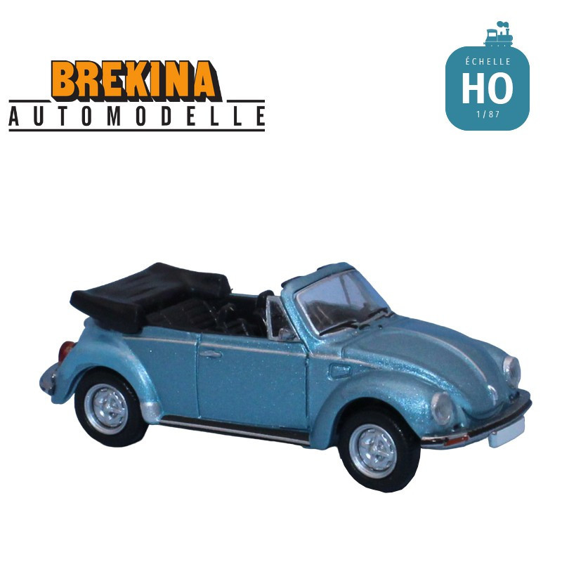 Volkswagen Coccinelle Cabriolet turquoise metallisé HO Brekina 870519 - Maketis