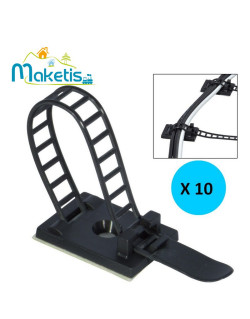 Serre-câbles auto-adhésif en nylon (10 pièces) MOD10100-Maketis