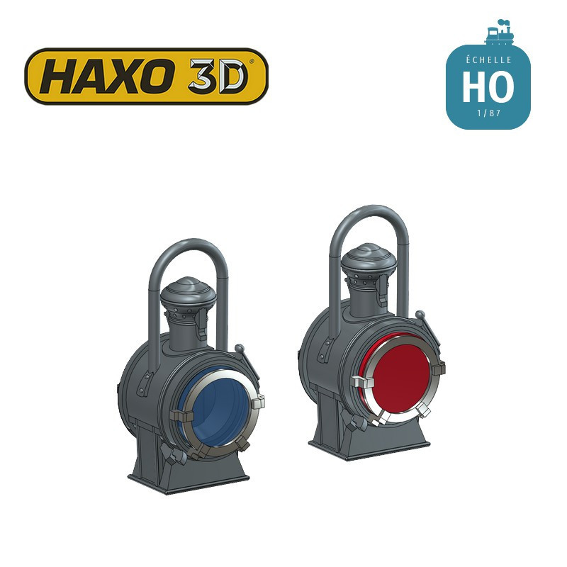 Lanternes locomotive type 9Lbis verre bleu et rouge Ep II-III 2 pcs Expert HO Haxo 3D 344004 - Maketis