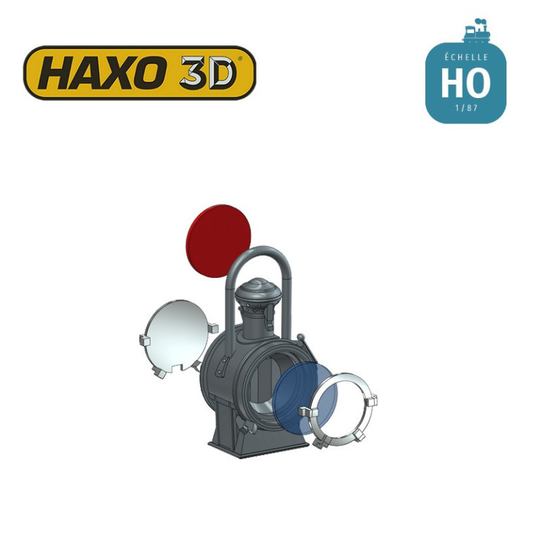 Lanternes locomotive type 9Lbis verre bleu et rouge Ep II-III 2 pcs Expert HO Haxo 3D 344004 - Maketis