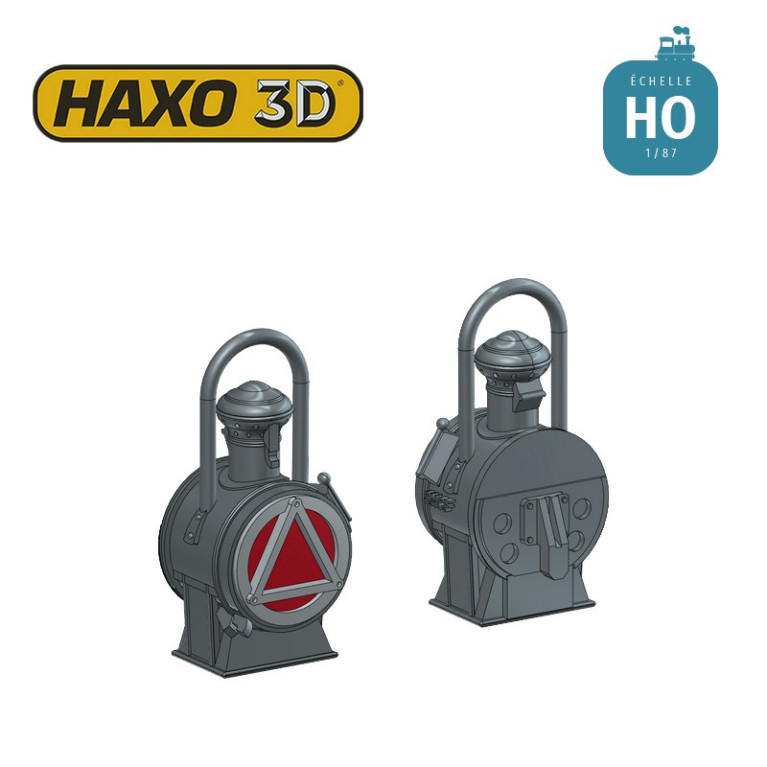 Lanternes feu de fin de convoi type 9LQ rouge + triangle Ep II-III 2 pcs Expert HO Haxo 3D 344009 - Maketis