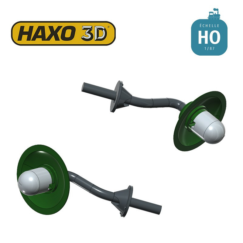 Appliques d'extérieur sur potence en col de cygne courte (sans Led) 2 pcs HO Haxo 3D 349020 - Maketis