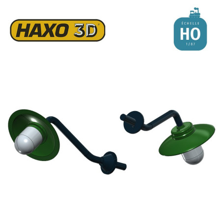 Appliques d'extérieur sur potence en col de cygne longue (sans Led) 2 pcs HO Haxo 3D 349022 - Maketis