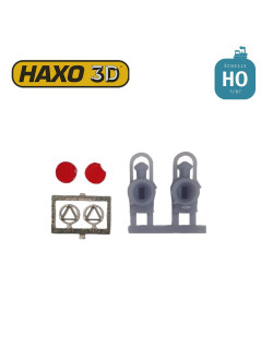 Lanternes feu de fin de convoi type 9LQ rouge + triangle Ep II-III 2 pcs Expert HO Haxo 3D 344009 - Maketis