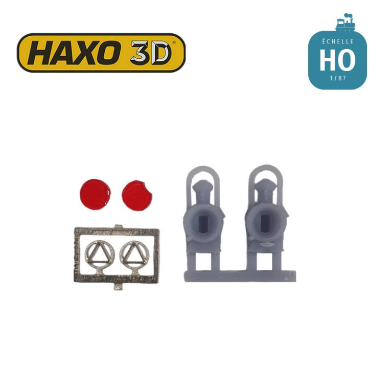 Lanternes feu de fin de convoi type 9LQ rouge + triangle Ep II-III 2 pcs Expert HO Haxo 3D 344009 - Maketis