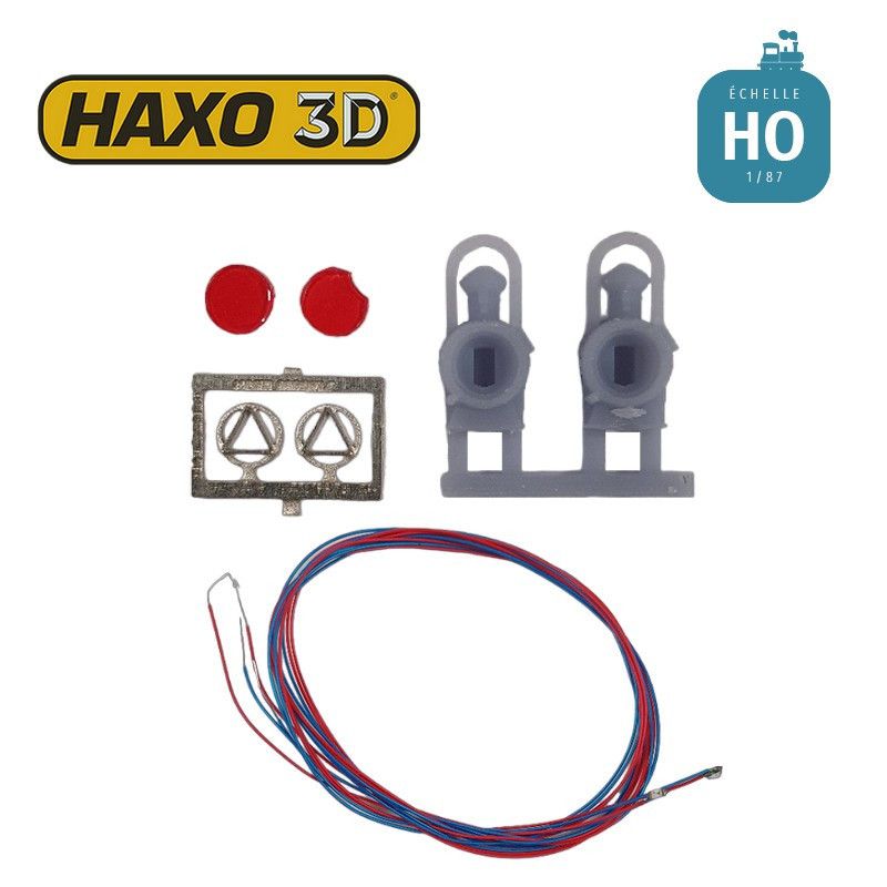 Lanternes feu de fin de convoi type 9LQ rouge + Leds CMS + triangle 2 pcs Ep II-III Expert HO Haxo 3D 344010 - Maketis