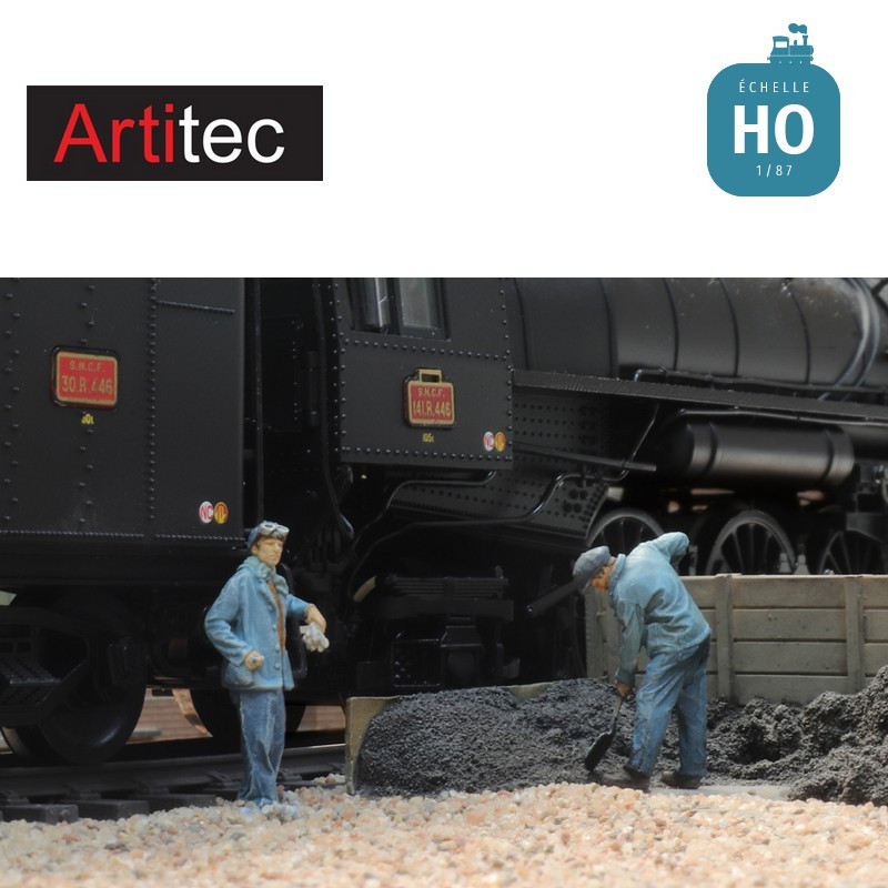 Cheminots SNCF agents d'entretien des vapeurs Bécaud 2 pcs en kit HO Artitec 7875035
