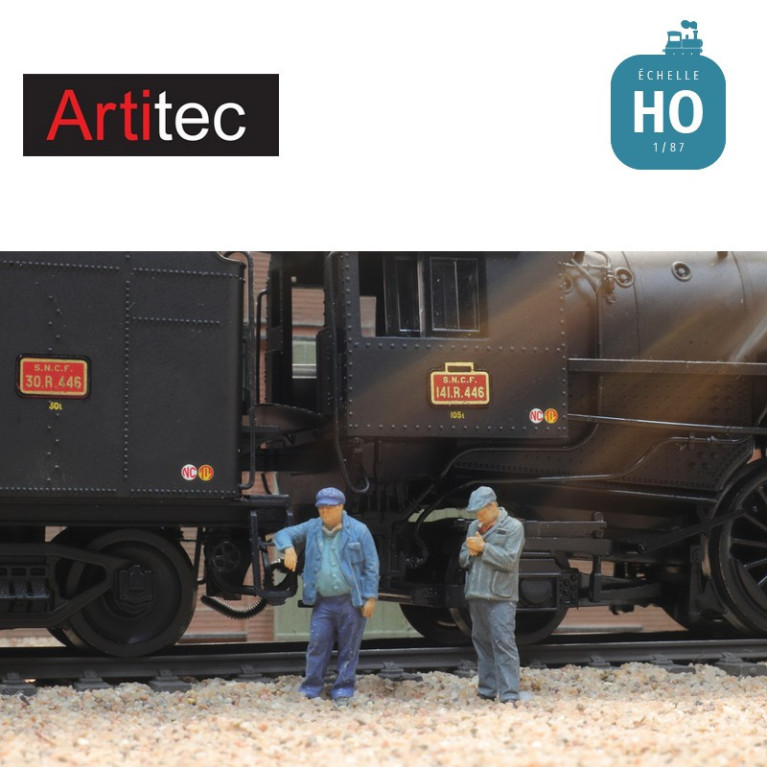 Cheminots SNCF agents d'entretien des vapeurs Fugain 2 pcs en kit HO Artitec 7875036 - Maketis