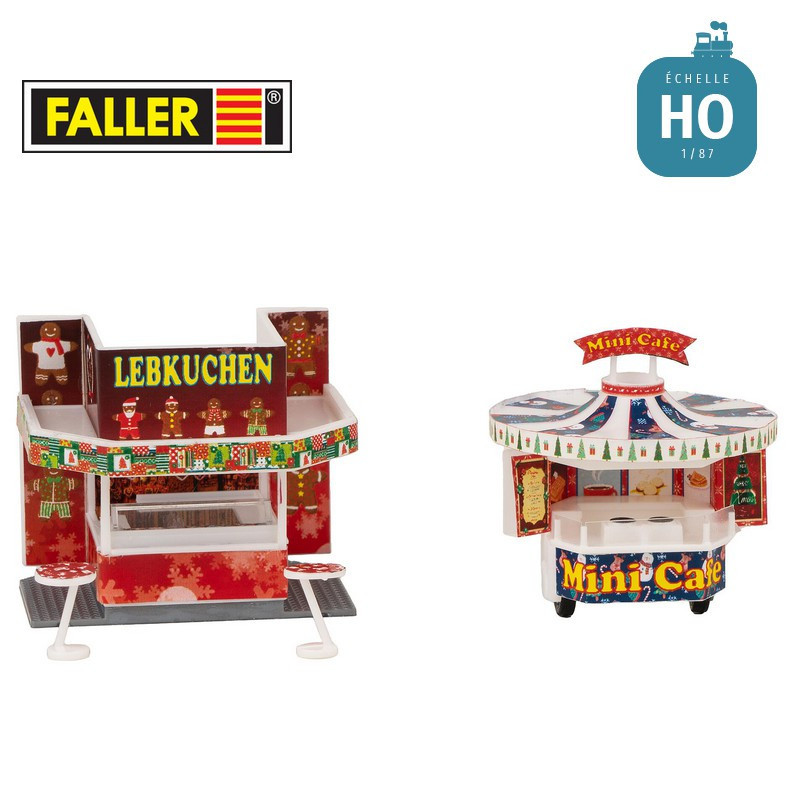 Coffret promotionnel 2 Stands de marché de Noël HO Faller 134001 - Maketis