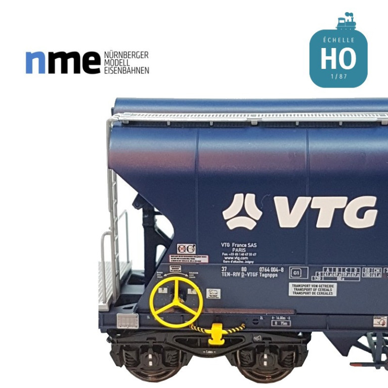 Wagon céréalier VTG avec feux de fin de convoi SNCF Ep VI HO NME 504696
