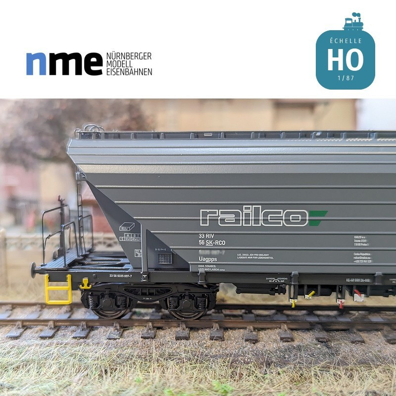 Wagon céréalier Uagpps 80m³ RAILCO gris EP VI HO NME 513614 - Maketis