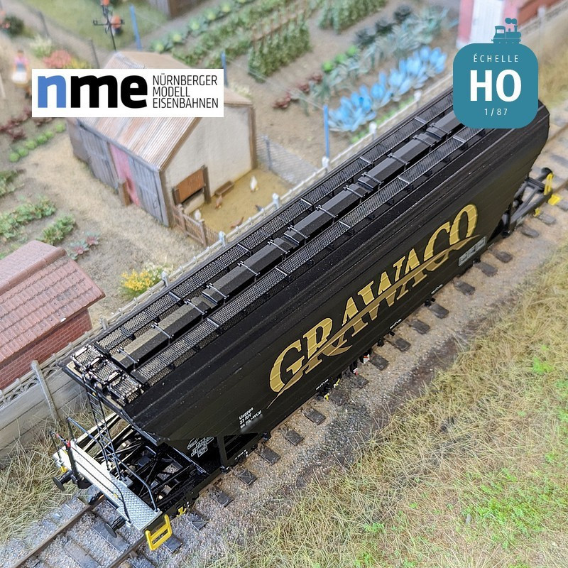 Uagpps 80m³ grain wagon GRAWACO black EP VI HO NME 513603 - Maketis