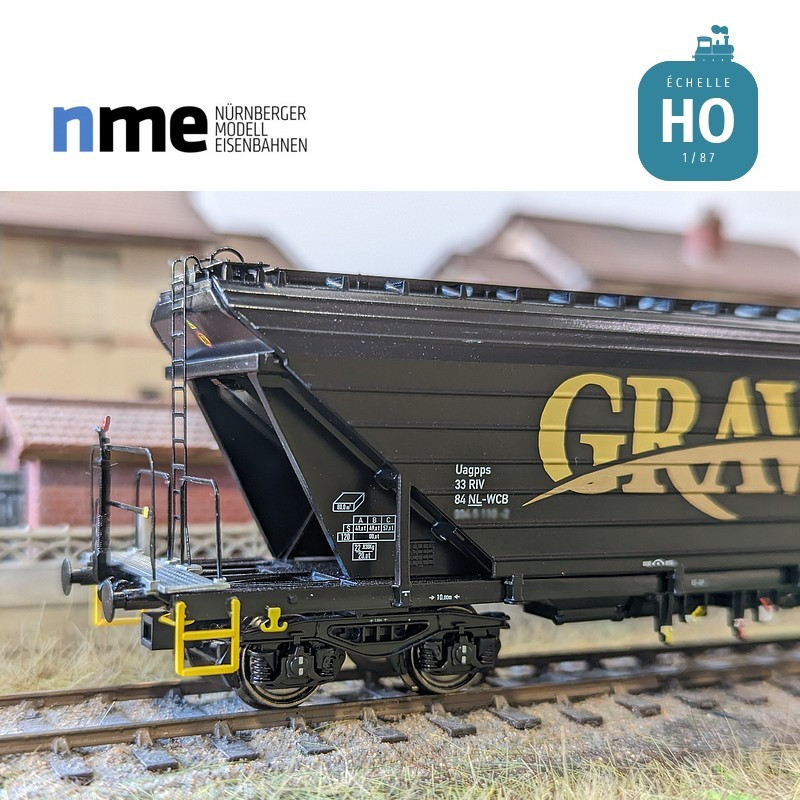 Uagpps 80m³ grain wagon GRAWACO black EP VI HO NME 513604 - Maketis