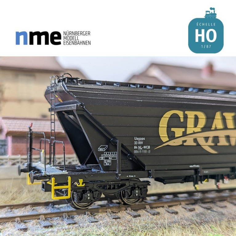 Uagpps 80m³ grain wagon GRAWACO black EP VI HO NME 513605 - Maketis