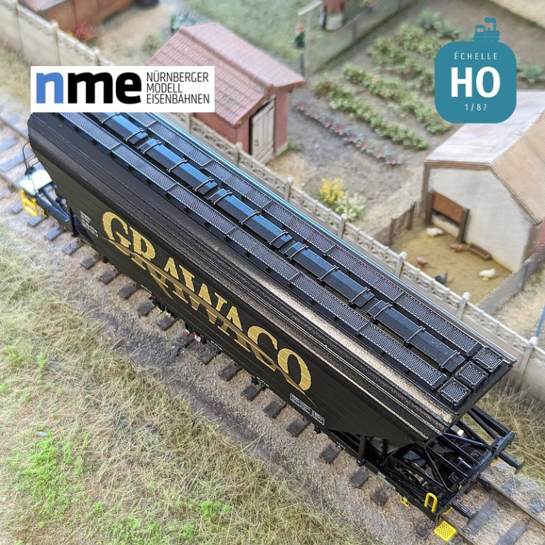 Uagpps 80m³ grain wagon GRAWACO black EP VI HO NME 513605 - Maketis