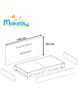 Fond de décor seul 1180x550 mm MDF 3mm blanc Easy Module Maketis MOD90300 - Maketis