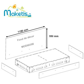 Fond de décor seul 1180x550 mm MDF 3mm blanc Easy Module Maketis MOD90300 - Maketis