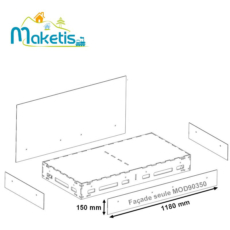 Frontplatte allein 1180x150 mm MDF 3mm weiß Easy Module Maketis MOD90350 - Maketis