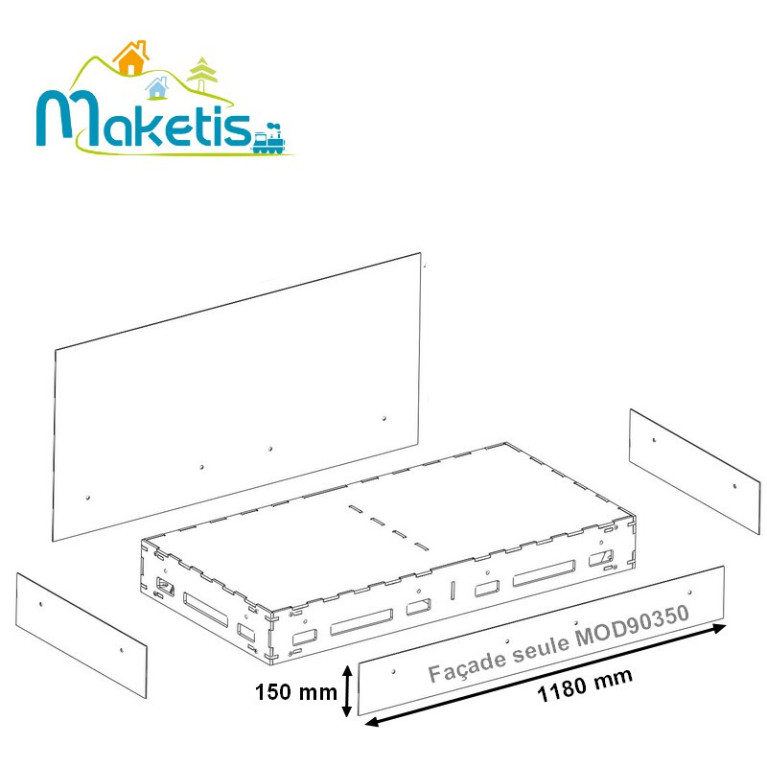 Façade seule 1180x150 mm MDF 3mm blanc Easy Module Maketis MOD90350 - Maketis Façade seule 1180x150 mm MDF 3mm blanc Easy Module Maketis MOD90350 - Maketis