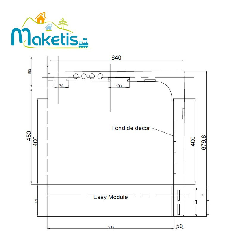 Lighting support for Easy module 118x59 cm Maketis MOD50300