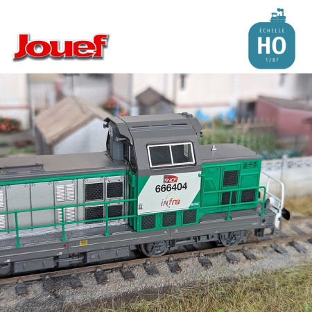 Diesel locomotive BB 666407 "FRET" green livery SNCF Infra Ep VI Analog HO Jouef HJ2442 - Maketis