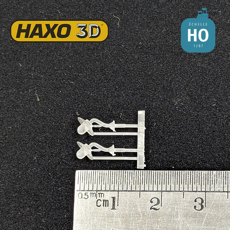 Appliques d'extérieur sur potence en col de cygne courte (sans Led) 2 pcs HO Haxo 3D 349020