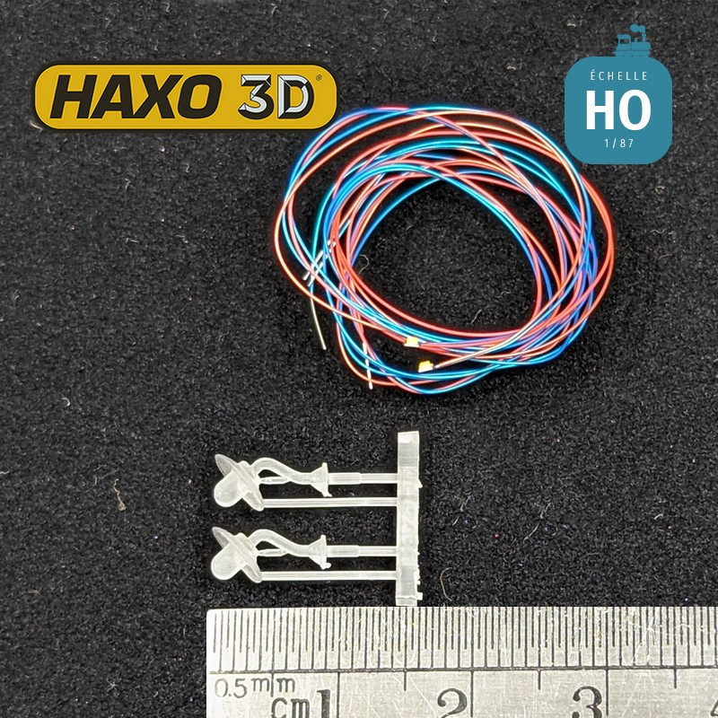 Appliques d'extérieur sur potence en col de cygne courte avec Led CMS 2 pcs HO Haxo 3D 349021 - Maketis
