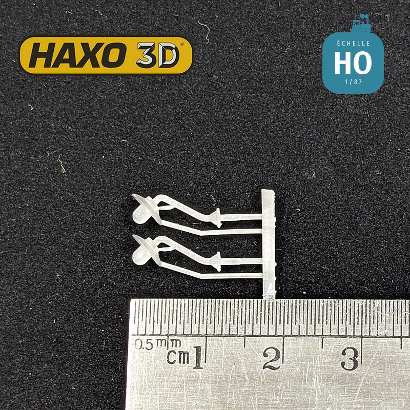 Appliques d'extérieur sur potence en col de cygne longue (sans Led) 2 pcs HO Haxo 3D 349022