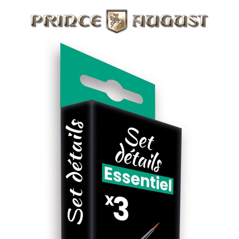 Set de pinceaux essentiel détails (3 pcs) Prince August CPE2 - Maketis