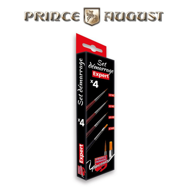 Set de pinceaux expert démarrage (4 pcs) Prince August CPX1 - Maketis