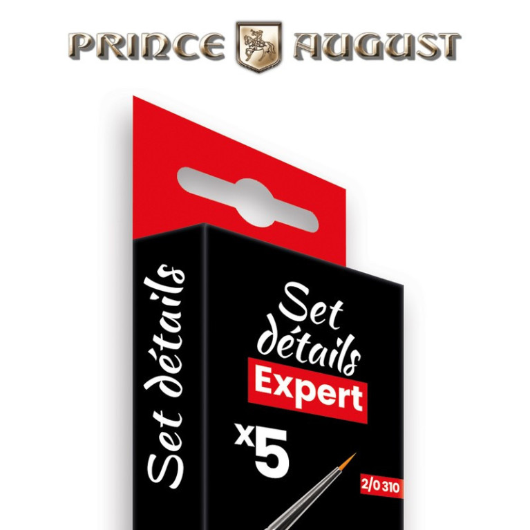 Set de pinceaux expert détails (5 pcs) Prince August CPX2 - Maketis