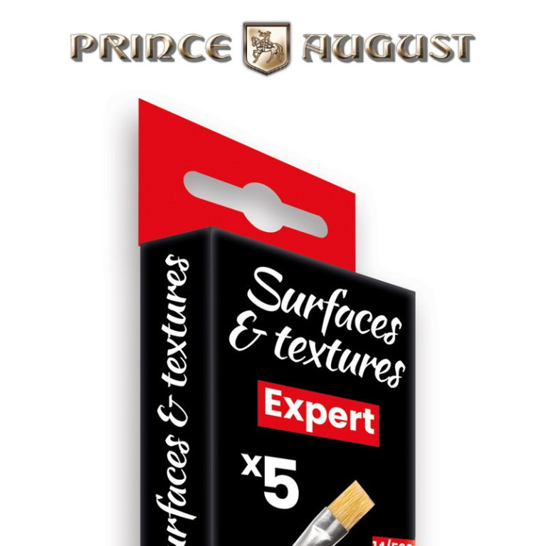 Set de pinceaux expert surfaces et textures (5 pcs) Prince August CPX3 - Maketis