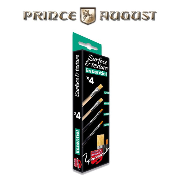 Set de pinceaux essentiel surfaces et textures (4 pcs) Prince August CPE3 Set de pinceaux essentiel surfaces et textures (4 pcs) Prince August CPE3