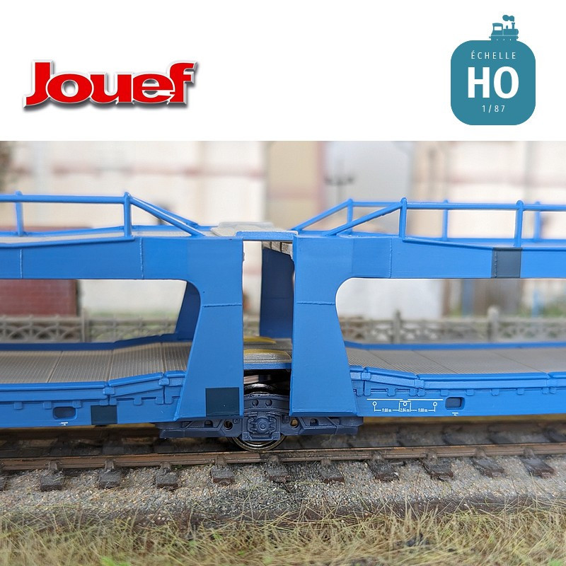 Wagon porte-autos Laeks livrée bleue BRAMBLES Ep IV HO Jouef HJ6267 - Maketis