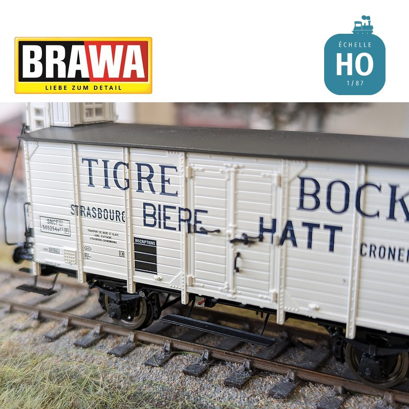 Wagon couvert G10 "Tigre Bock" SNCF Ep II HO Brawa 49887 - Maketis