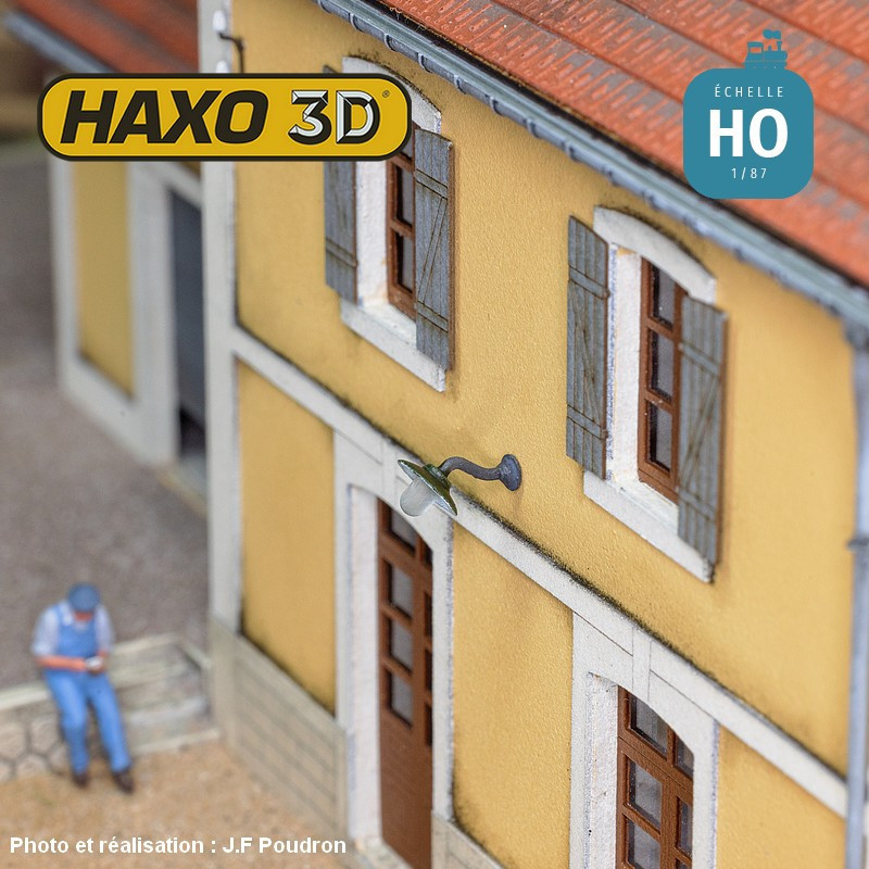 Appliques d'extérieur sur potence en col de cygne courte (sans Led) 2 pcs HO Haxo 3D 349020 - Maketis