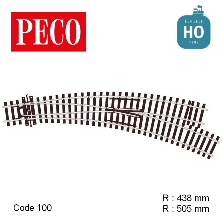 Aiguillage courbe à droite Unifrog R505/438mm 11,25° code 100 HO Peco SL-U76 - Maketis Aiguillage courbe à droite Unifrog R505/438mm 11,25° code 100 HO Peco SL-U76 - Maketis