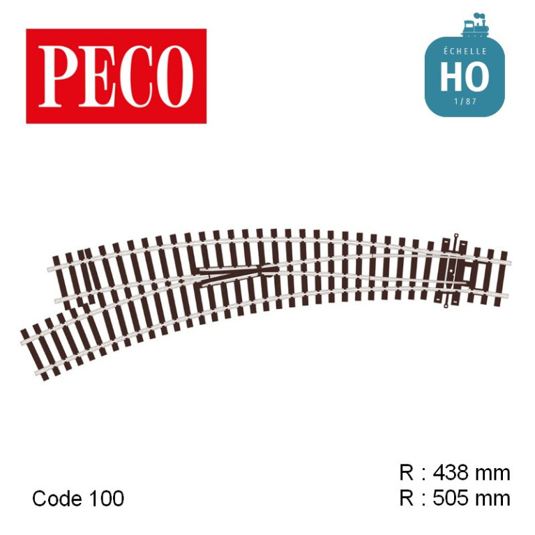 Aiguillage courbe à gauche Unifrog R505/438mm 11,25° code 100 HO Peco SL-U77 - Maketis Aiguillage courbe à gauche Unifrog R505/438mm 11,25° code 100 HO Peco SL-U77 - Maketis