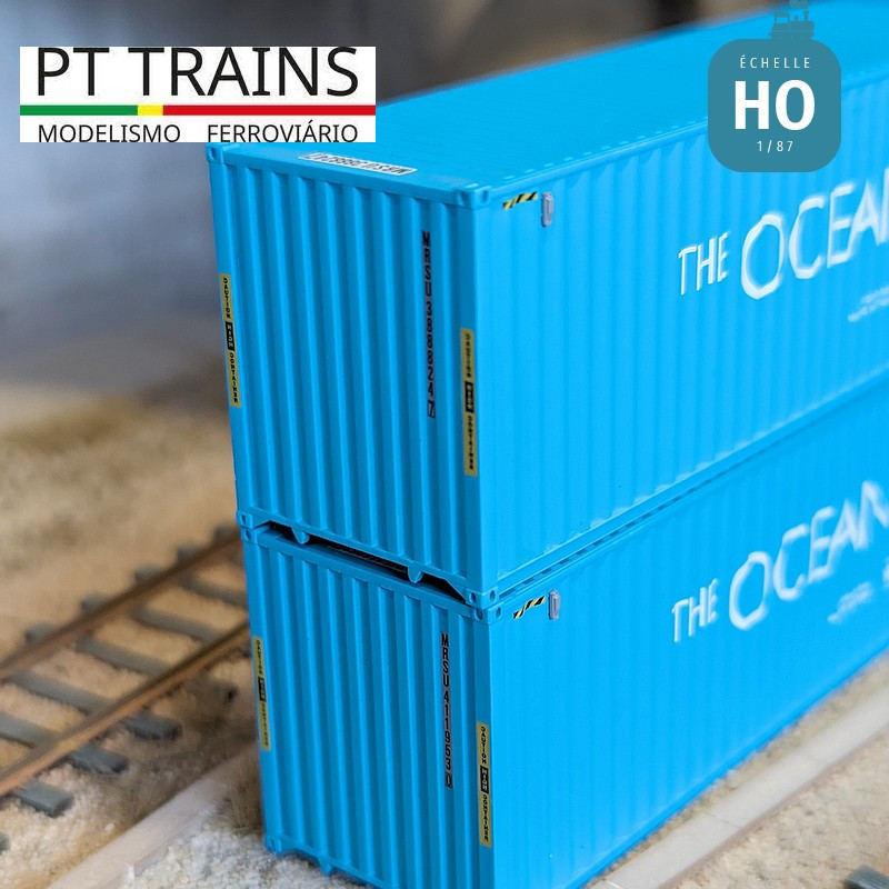 Set of 2 40' HC Maersk Containers "The Ocean Clean Up" HO PT TRAINS PT190021 - Maketis