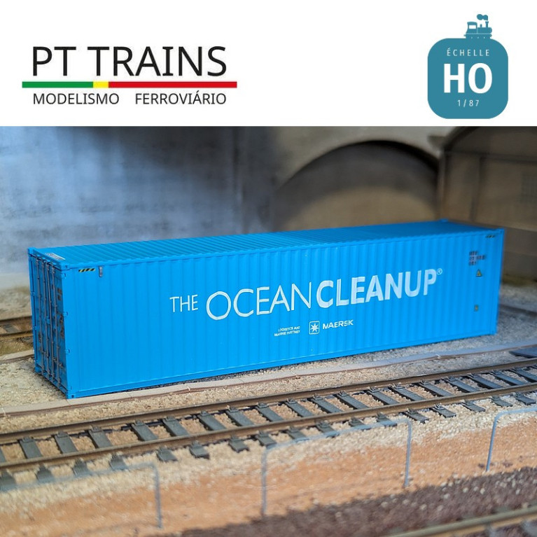 Set of 2 40' HC Maersk Containers "The Ocean Clean Up" HO PT TRAINS PT190021 - Maketis