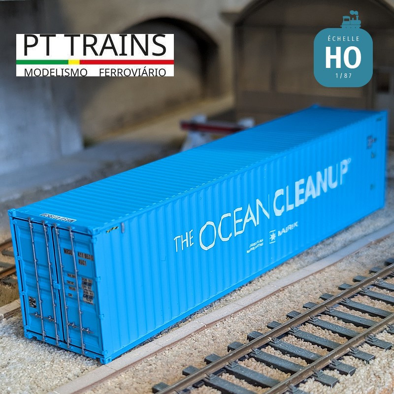 Set of 2 40' HC Maersk Containers "The Ocean Clean Up" HO PT TRAINS PT190021 - Maketis
