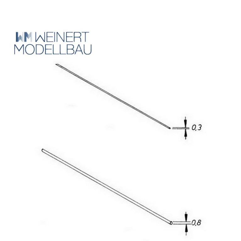 Fil d'acier dur dressé (corde à piano), 10 pièces 160 mm Weinert 9306