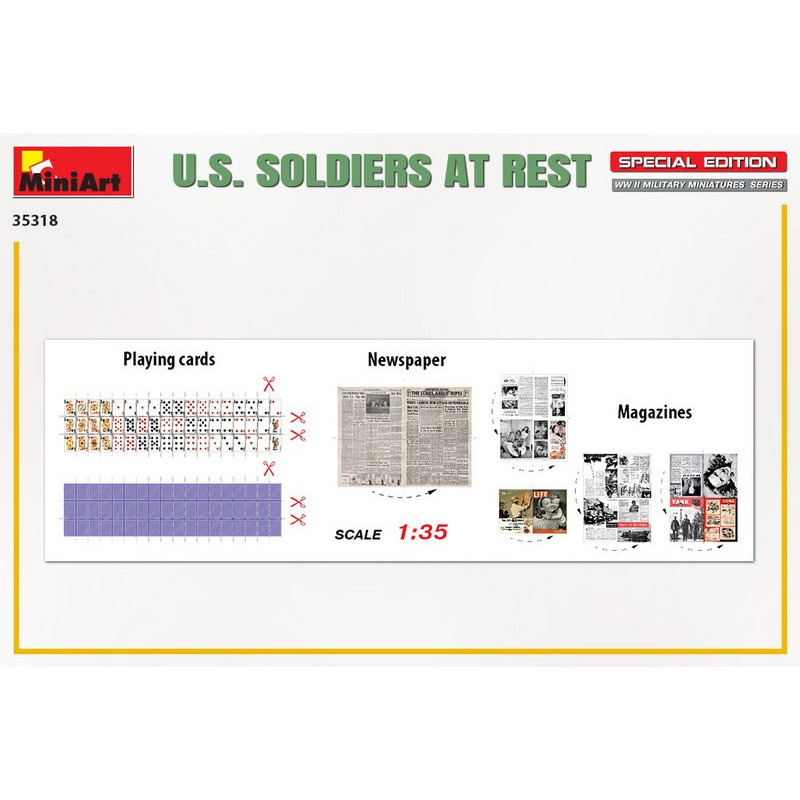 Soldats américains au repos WWII 5 figurines Edition spéciale 1/35 MiniArt 35318 - Maketis
