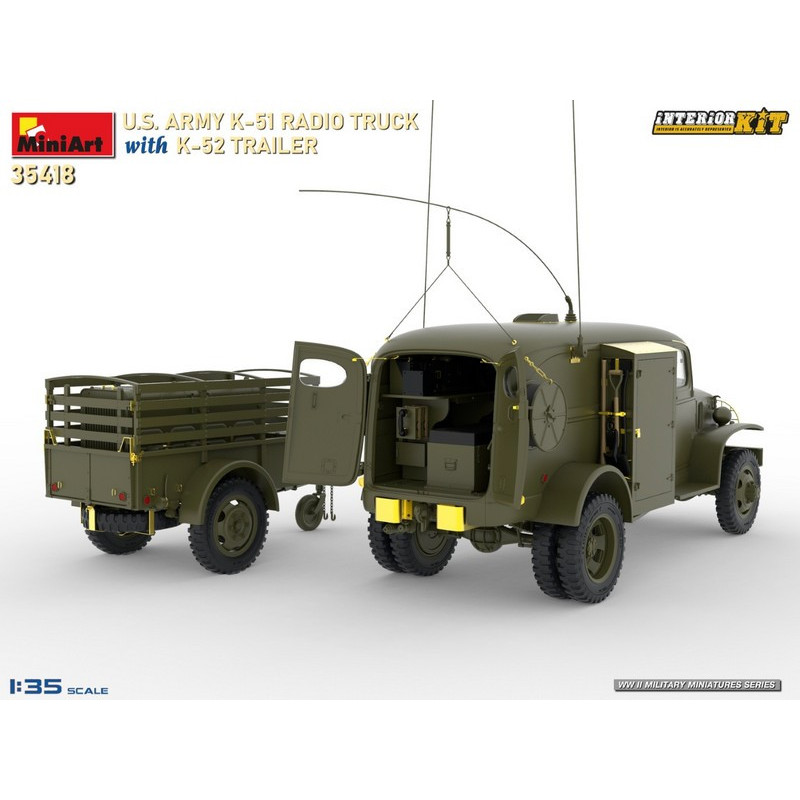 Camion militaire Transmission US ARMY K-51 avec remorque K-52 Interior Kit 1/35 MiniArt 35418